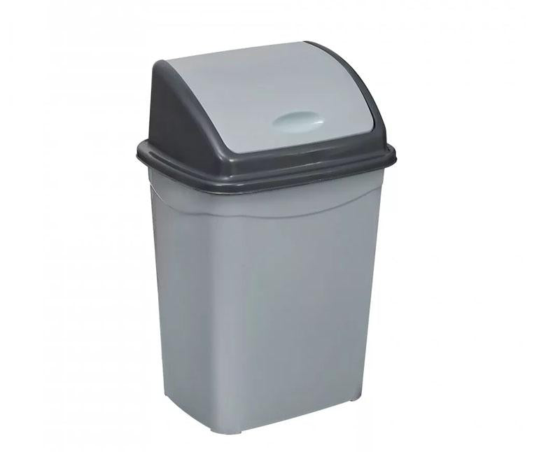 Billenőfedeles műanyag szemetes kuka, szürke/antracit, 4 l Fő kép