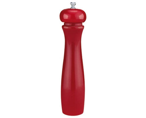 Borsőrlő, fa, kerámia mechanikával, mag. 25 cm, piros