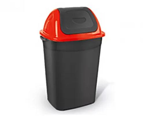 Butterfly billenőfedeles műanyag szemetes kuka, fekete-piros, 50 l Fő kép