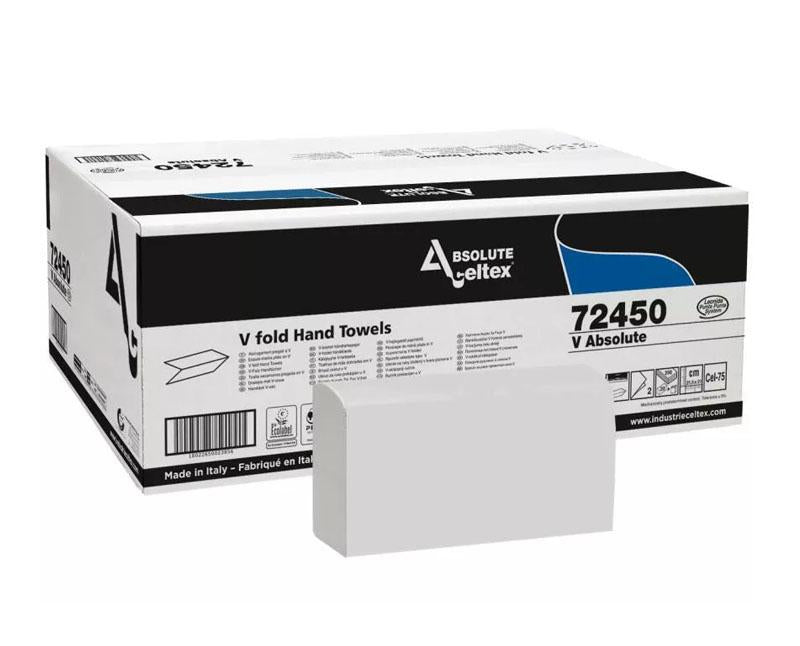 Celtex Absolute V hajtogatott kéztörlő - 2 rétegű - recy - fehér - 21,5 x 21 cm Fő kép