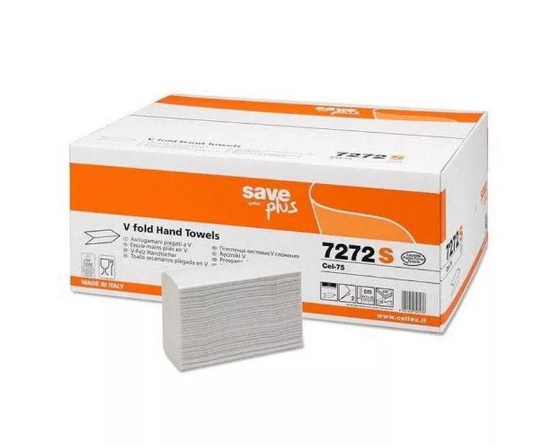 Celtex Save Plus V hajtogatott kéztörlő - 2 rétegű - recy - 21,5 x 21 cm Fő kép