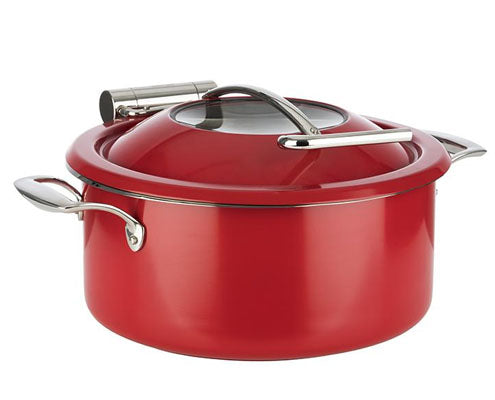 Chafing edény, kerek 39,5 x 34,5 x 17,5 cm, űrt. 8 l, betét 4 l, indukciós, piros színű Fő kép