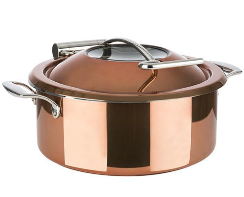 Chafing edény, kerek 39,5 x 34,5 x 17,5 cm, űrt. 8 l, betét 4 l, indukciós rézszínű Fő kép