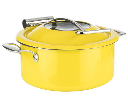 Chafing edény, kerek 39,5 x 34,5 x 17,5 cm, űrt. 8 l, betét 4 l, indukciós, sárga színű Fő kép