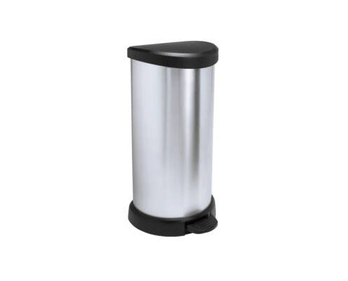 Curver fémhatású pedálos szemetes 40 l fekete/ezüst