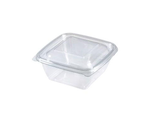 Dishy szögletes salátás tál tető PET víztiszta 125 x 125 x 17 mm 250-500 ml-hez