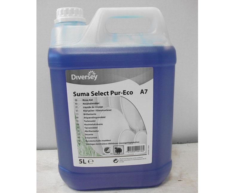 Diversey SUMA Select Pur-Eco A7 eco címkével ellátott, semleges kémhatású öblítő adalékanyag koncentrátum 5 l