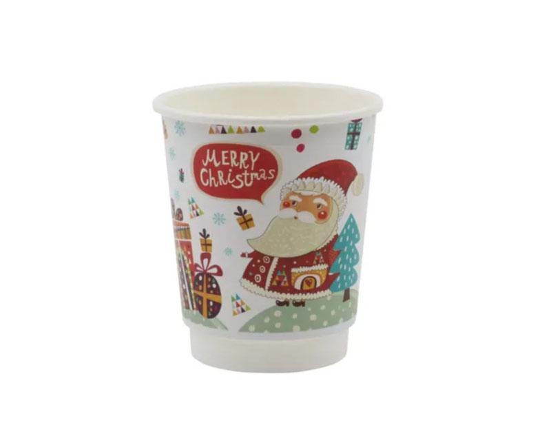 Duplafalú papírpohár (karácsonyi) 220 ml, 80 mm, Santa Fő kép