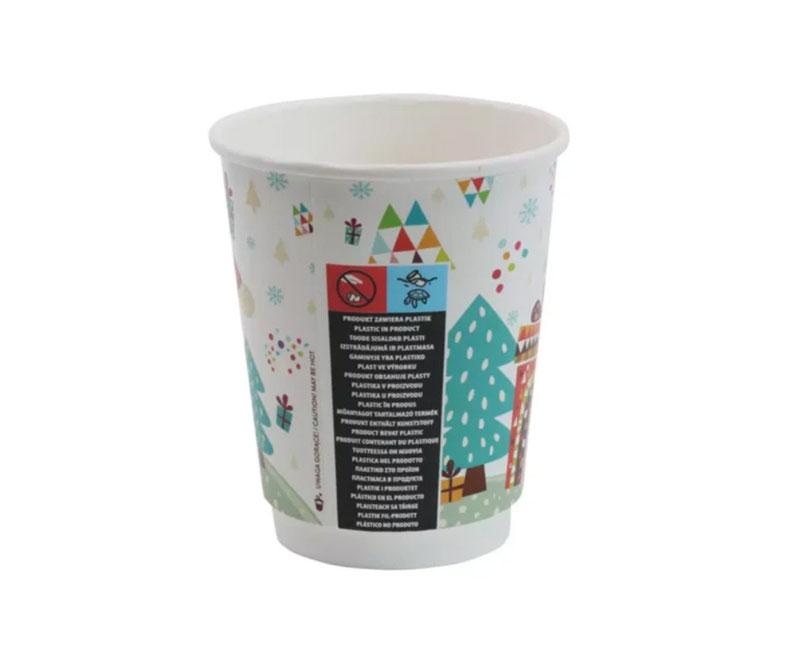 Duplafalú papírpohár (karácsonyi) 220 ml, 80 mm, Santa