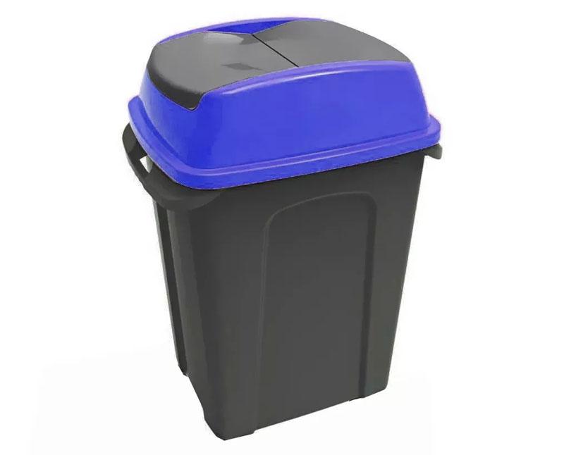 HIPPO billenős szelektív hulladékgyűjtő szemetes, műanyag, antracit/kék, 70 l Fő kép