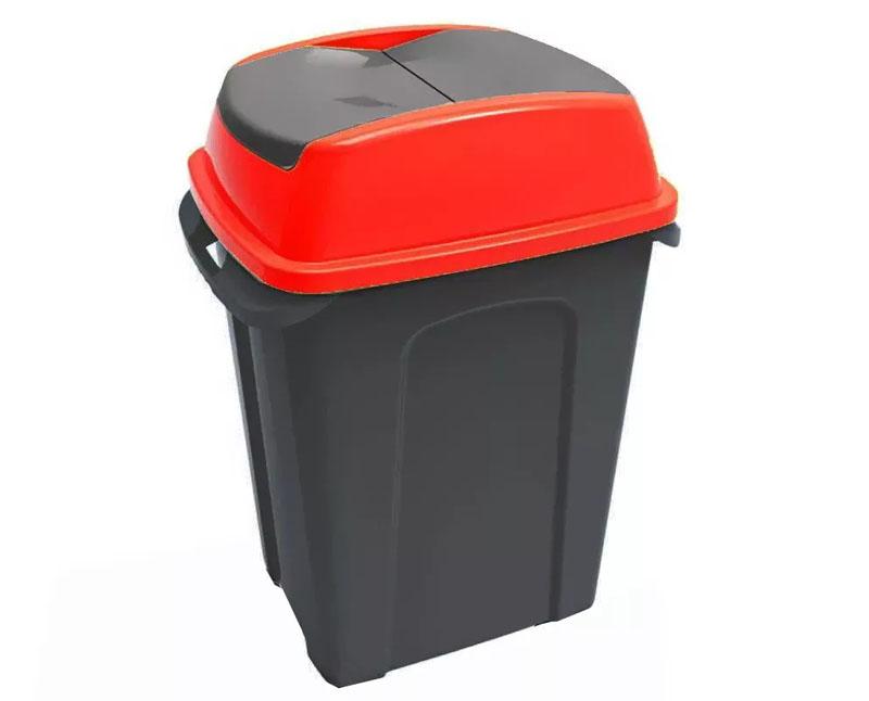 HIPPO billenős szelektív hulladékgyűjtő szemetes, műanyag, antracit/piros, 50 l Fő kép