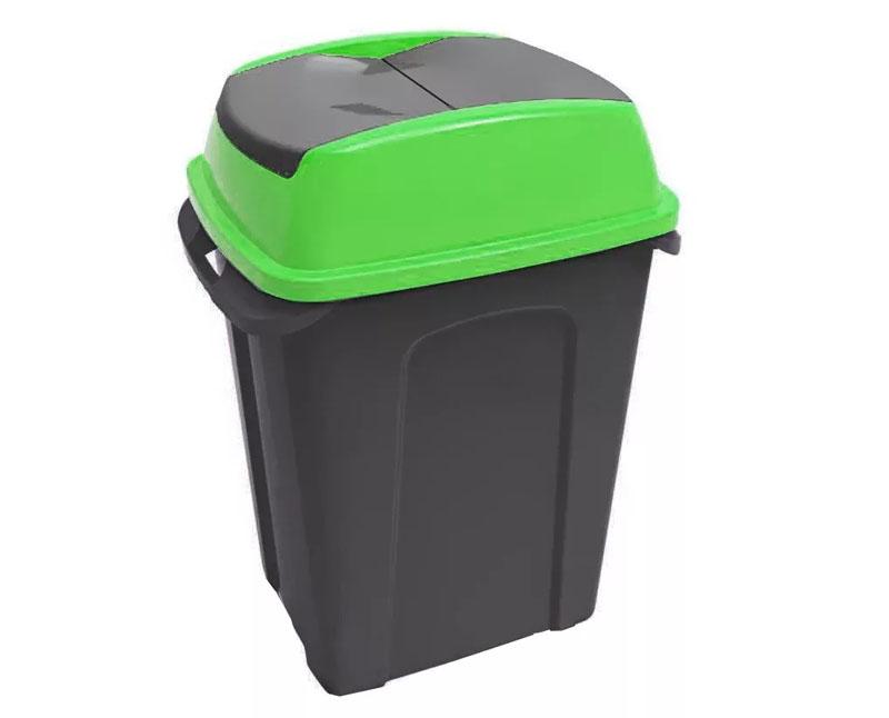 HIPPO billenős szelektív hulladékgyűjtő szemetes, műanyag, antracit/zöld, 50 l Fő kép