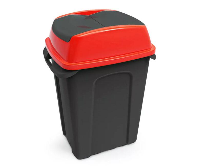 HIPPO billenős szelektív hulladékgyűjtő szemetes, műanyag, fekete/piros, 50 l Fő kép