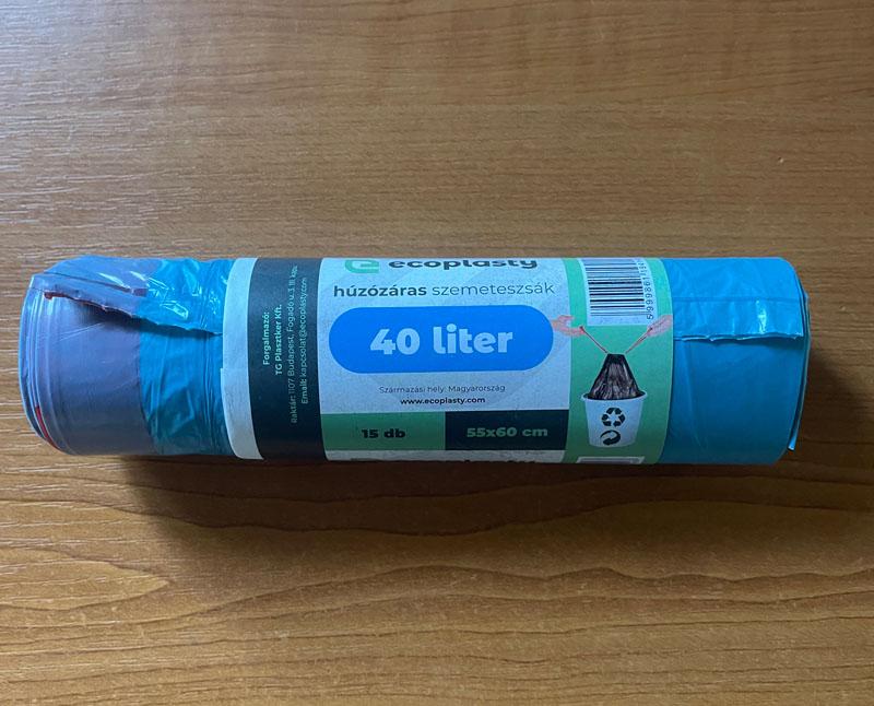 Húzózáras szemeteszsák kék 40 l Fő kép