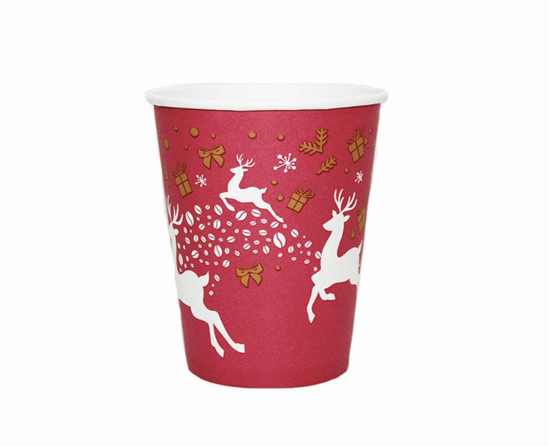 Karácsonyi mintás piros-fehér papírpohár 220 ml, 80 mm