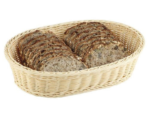 Kenyérkosár, műrattan, ovális, 23 cm, mag. 8,5 cm, barna Fő kép