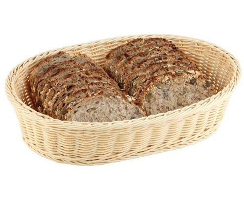 Kenyérkosár, műrattan, ovális, 23 x 17 cm, mag. 8 cm, natúr színű Fő kép