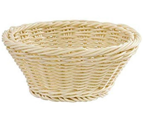 Kenyértartó kosár, kerek, átm. 19 cm, mag. 9,5 cm, műrattan, natúr színű Fő kép