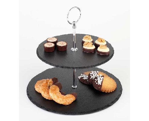 Kínáló állvány 2 szintes, mag. 24 cm, pala Fő kép