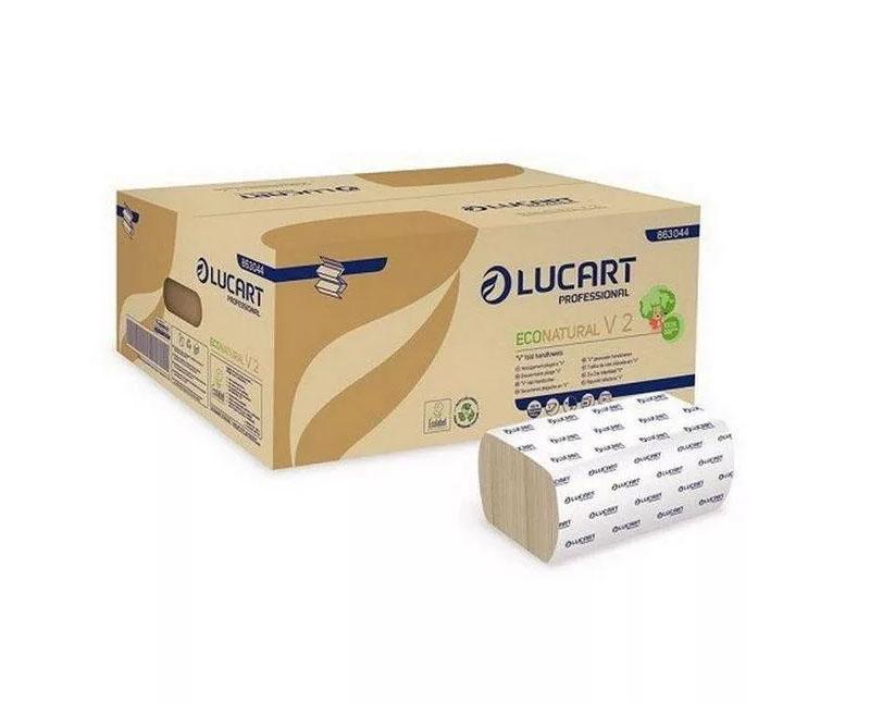 Lucart Eco Natural V hajtogatott kéztörlő - 2 rétegű - recy - 21 x 21 cm