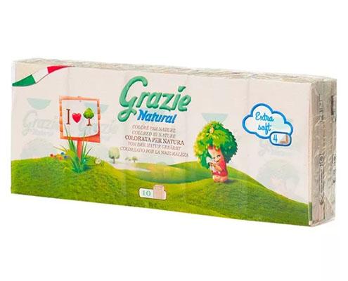 Lucart Grazie Natural újrahasznosított környezetbarát 4 rétegű papírzsebkendő Fő kép