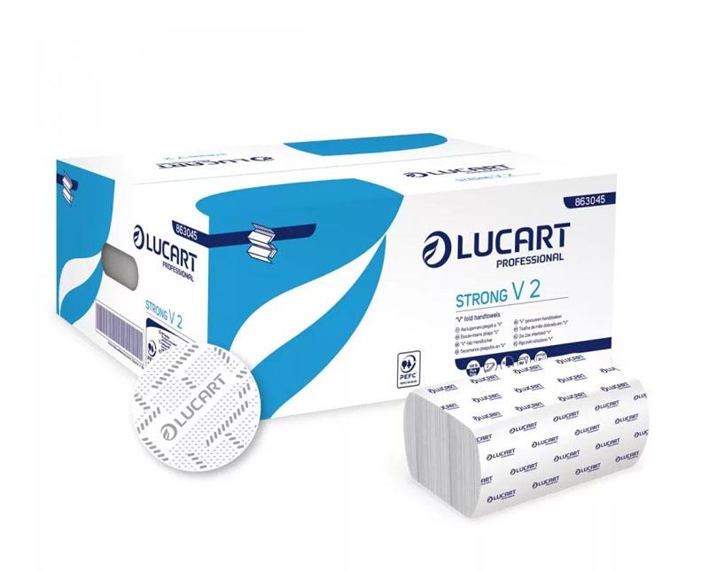 Lucart Strong V2 hajtogatott kéztörlő - 2 rétegű - cellulóz - 21 x 21 cm - fehér Fő kép