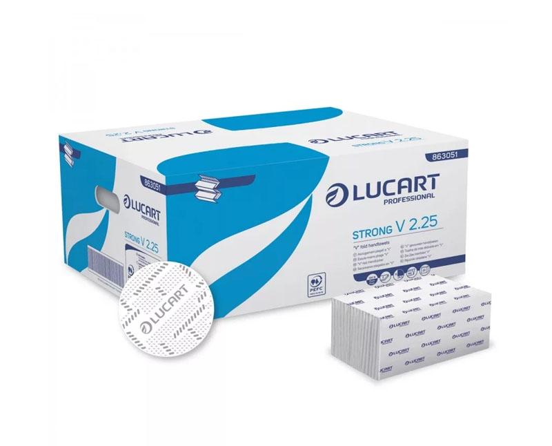 Lucart Strong V2.25 hajtogatott kéztörlő - 2 rétegű - cellulóz - 25,3 x 21 cm - fehér