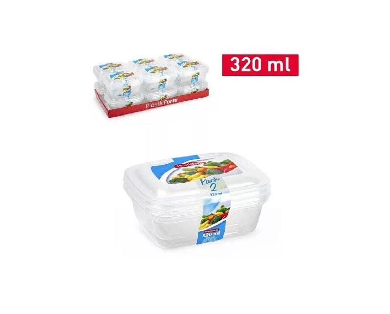 Műanyag ételtároló doboz szett szögletes, 2 darabos 320 ml Fő kép