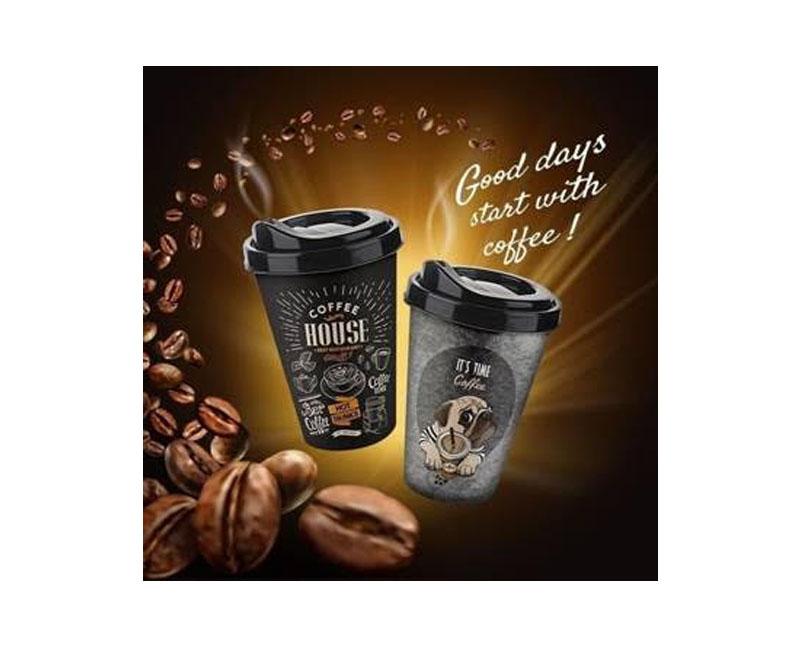 Titiz műanyag kávés repohár ivólyukas tetővel 400 ml