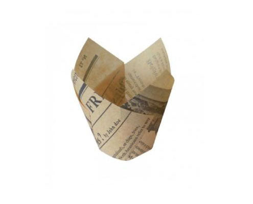 Muffin papír - Tulip - 175 x 175 x 55 mm barna újság mintázatú Fő kép
