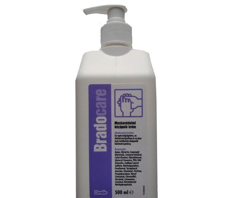 Munkavédelmi kézápoló krém, glicerines, pumpás, BradoCare 500 ml Fő kép