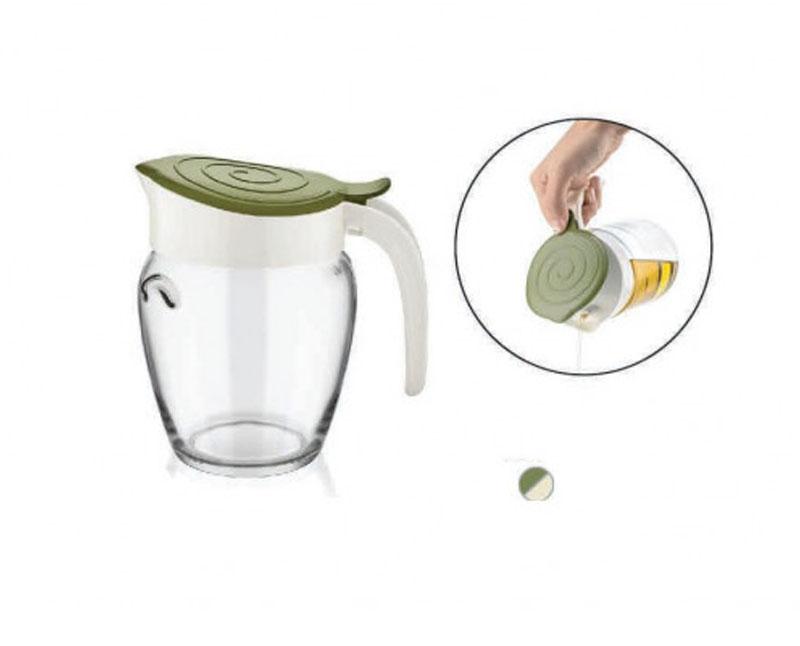Olaj/ecet kiöntő üveg zöld/fehér fedéllel 580 ml Fő kép