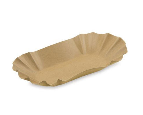 Ovál krumplis papírtálca barna kraft 175 x 105 x 30 mm Fő kép