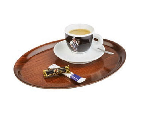 Ovális laminált fa mintázatú tálca csúszásmentes felülettel 29 x 21 x 1 cm Fő kép