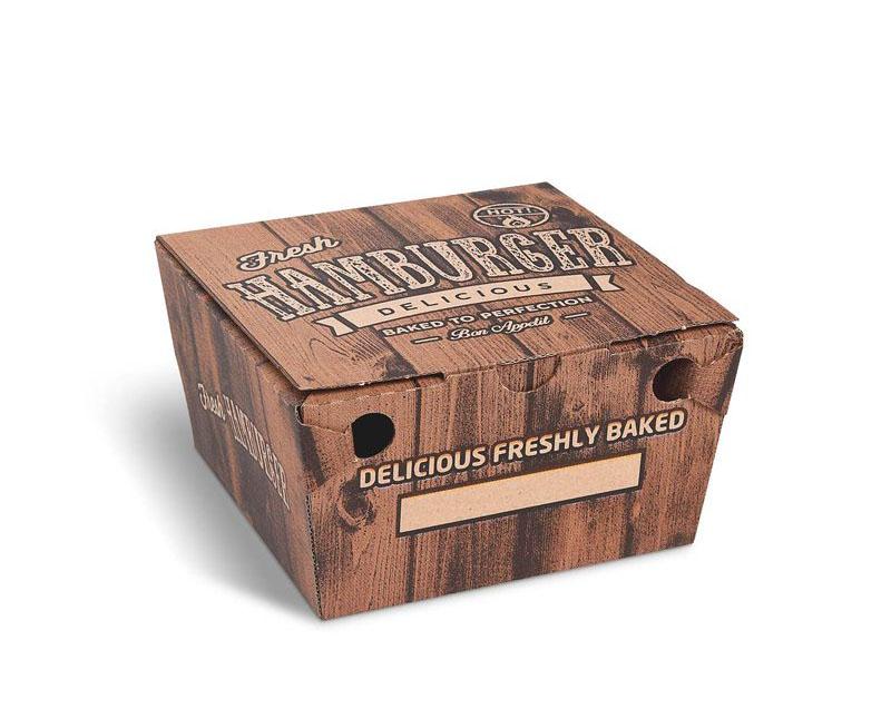Papír hamburgeres doboz Wood 15 x 15 x 9,5 cm Fő kép