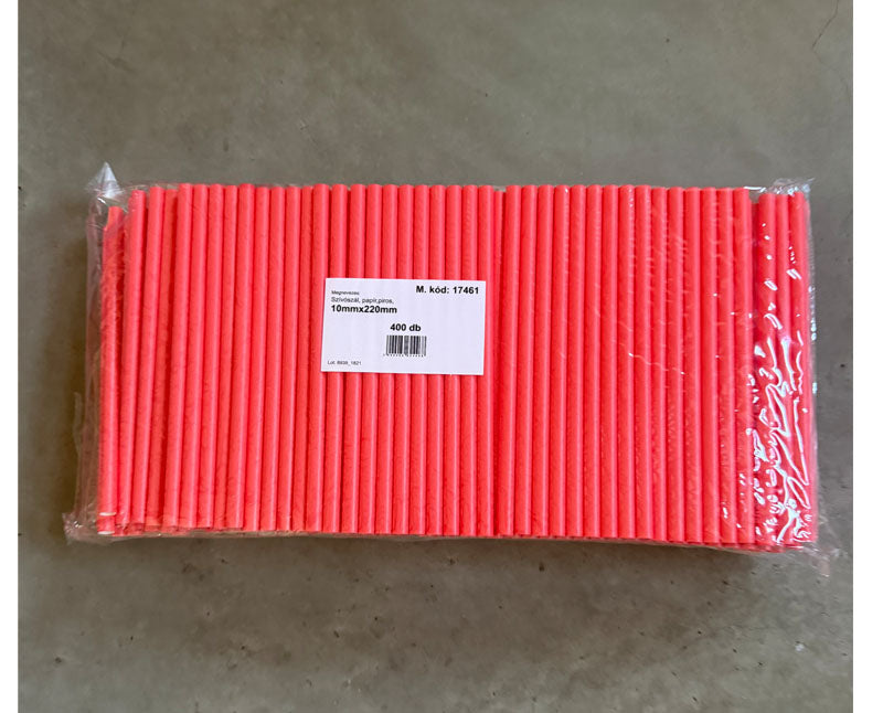 Piros papír szívószál 10 x 220 mm