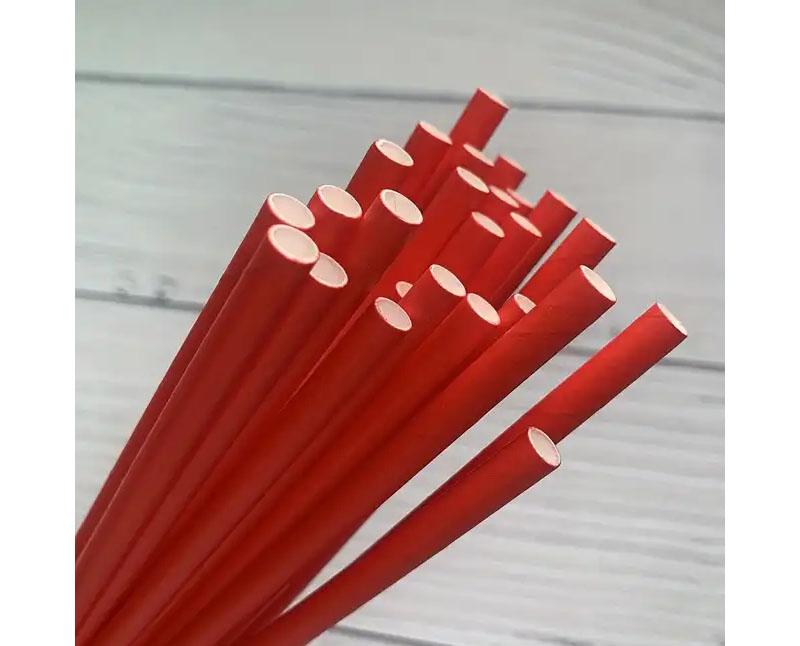 Piros papír szívószál 12 x 200 mm - környezetbarát Fő kép