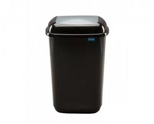 Plafor Quatro rugós billenő fedeles szemetes, fekete/ezüst, 45 l