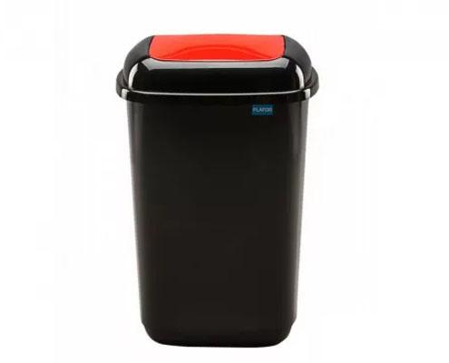 Plafor Quatro rugós billenő fedeles szemetes, fekete/piros, 45 l Fő kép