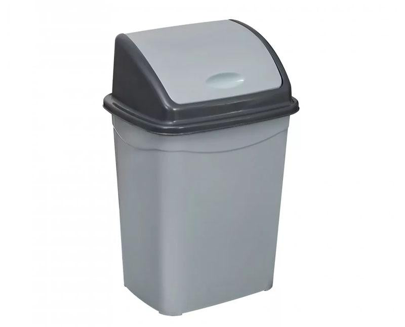 Planet billenőfedeles szemetes kuka, műanyag, szürke/antracit 26 l