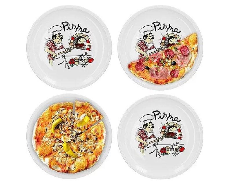 Porcelán pizzatányér szakács dekor mintás 31 cm Fő kép