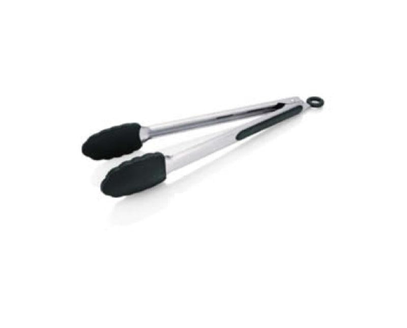 Rozsdamentes acél grillcsipesz akasztóval, szilikonozott, 30 cm-es