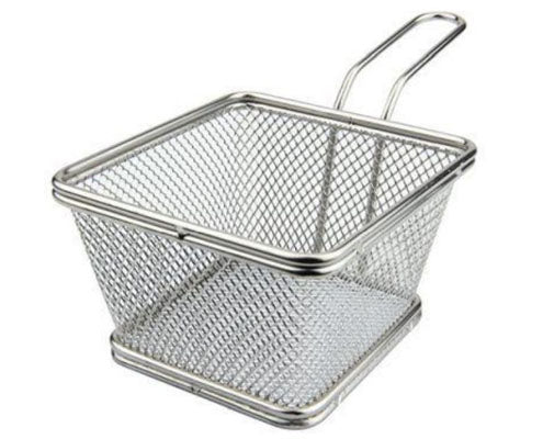 Rozsdamentes acél mini fritu tálalókosár 10 x 10 x 7 cm Fő kép