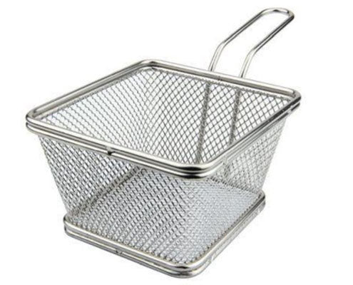 Rozsdamentes acél mini fritu tálalókosár 12 x 12 x 7 cm Fő kép