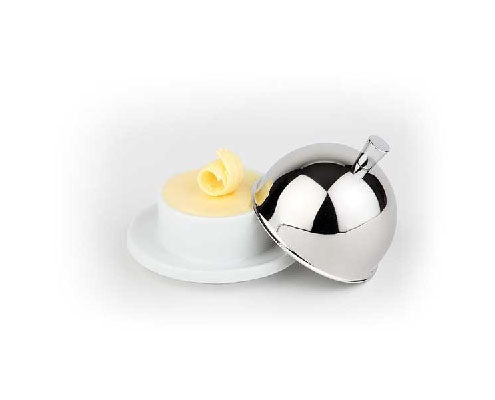 Rozsdamentes acél/porcelán vajtartó 9 cm