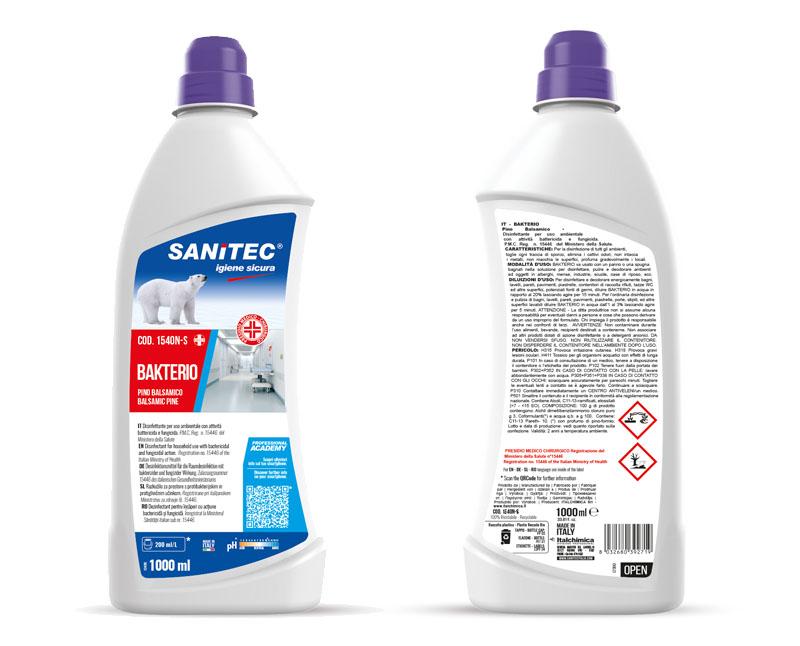 SANITEC BAKTERIO fertőtlenítő tisztítószer balzsamfenyő 1000 ml Fő kép