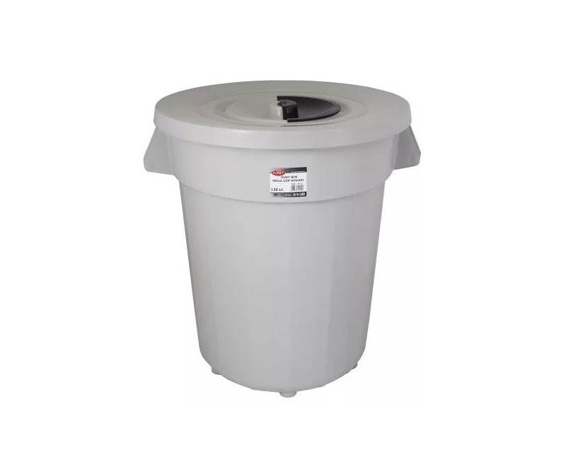 Szemetes kuka műanyag kommunális hulladékgyűjtő, Eco szürke 120 l