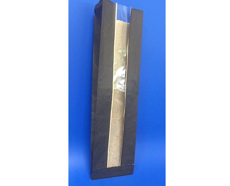 Szendvicses ablakos papírzacskó, fekete, telinyomott, 100 + 50 x 350 mm (40 mm) Fő kép