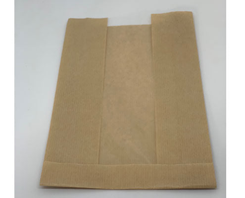 Ablakos papírzacskó, barna 200 + 70 x 350 mm