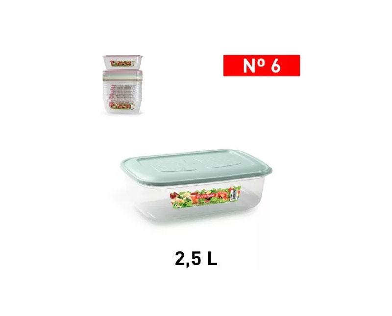 Szögletes műanyag ételtároló doboz 2,5 l